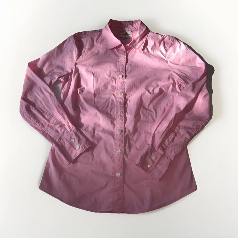 J.CREW Women's‎ Small Pink Haberdashery Top Classic Button-Up, Polished - FLAW